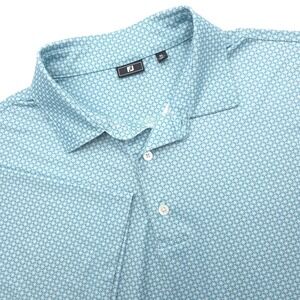 FootJoy Polo Shirt Men's XL‎ Golf Stretch Blue Teal Geometric FJ Performance